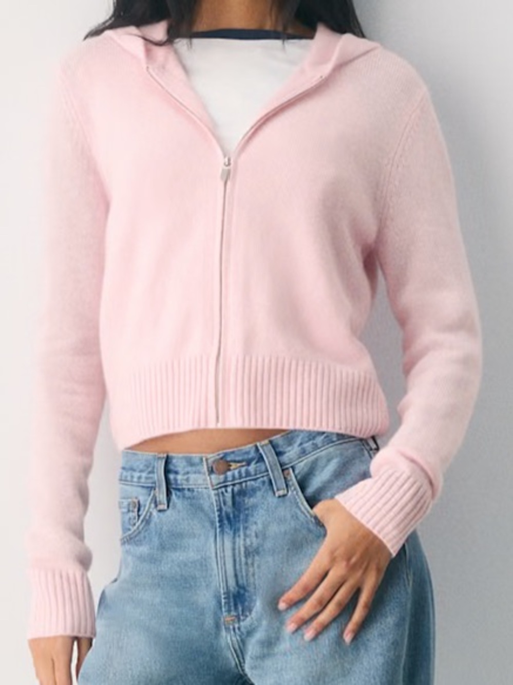 Aritzia Light Pink Essential Cashmere Idyllic Zip Hoodie zip hoodie 9668